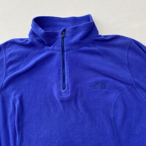 North Face Fleece Pullover Jacket Womens Medium Blue 1/4 Zip Activewear Outdoor - Picture 2 of 9